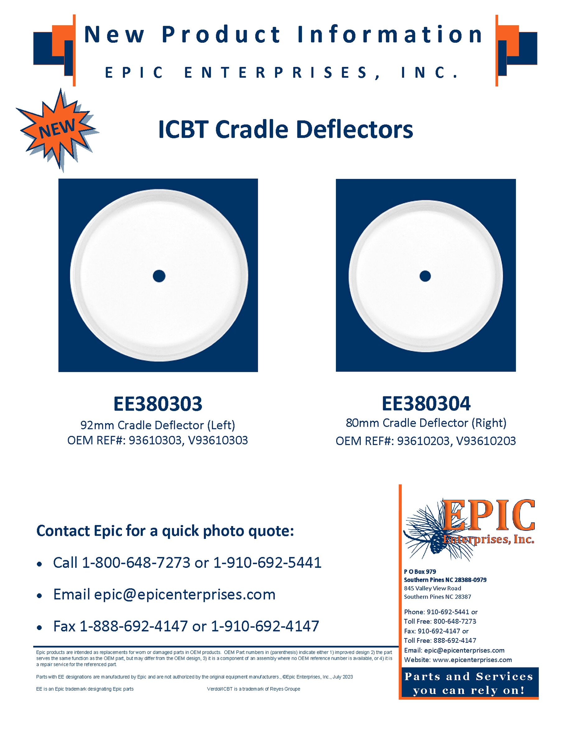 EE380303_EE380304 ICBT Cradle Deflectors
